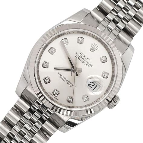 rolex datejust silver with diamonds|Rolex Datejust 36mm diamond bezel.